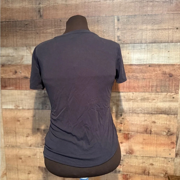 Express Asymmetrical Ruched Black Short Sleeve - Picture 2 of 4